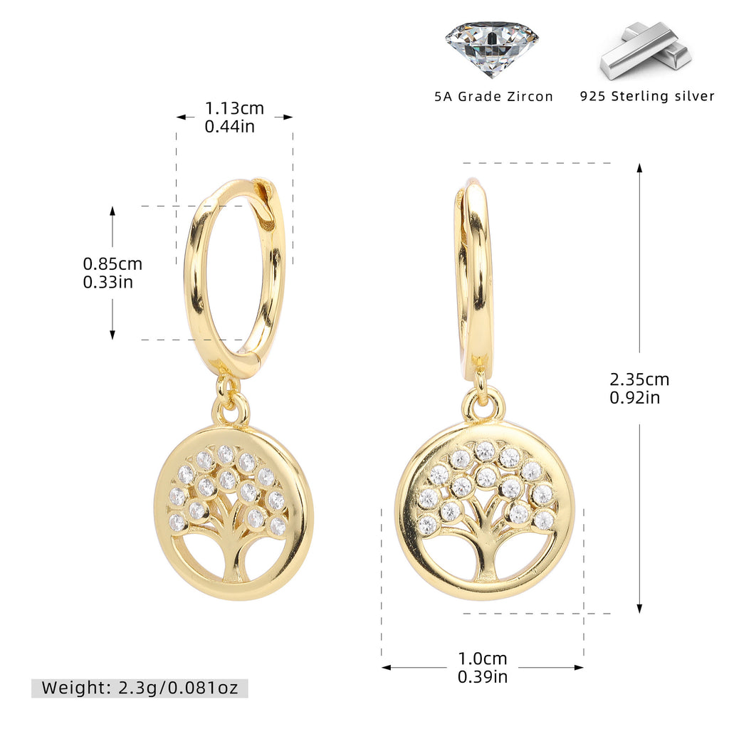 Damen Ohrhänger im stilvollen Baumdesign aus 925 Sterling Silber Shop Nory