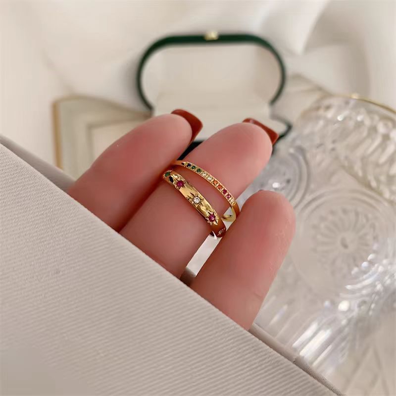 Damen Bunte Blumen Design Stapelring Shop Nory