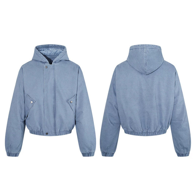 Damen kurz geschnittene Boxy-Kapuzenjacke mit gesteppter Kapuzenfütterung, Pattentaschen und elastischem Saum Shop Nory