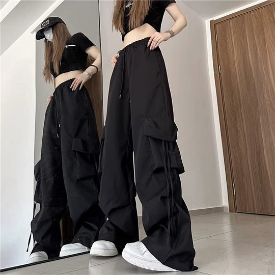 Damen Cargo-Hose im urbanen Stil mit seitlichen Taschen und elastischem Bund