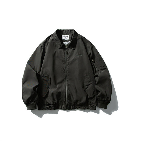 Herren Leichte Utility-Blousonjacke mit Reißverschluss, Ärmeltasche und elastischem Saum Shop Nory