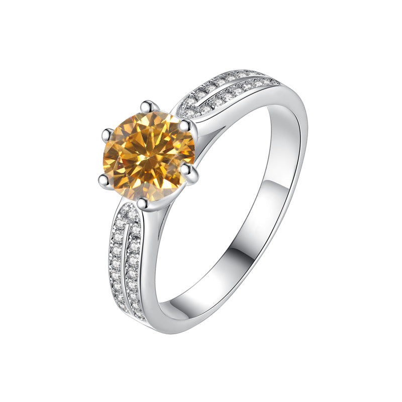 Damen Verlobungsring mit strahlendem, gelbem Zirkonia und funkelndem Design Shop Nory
