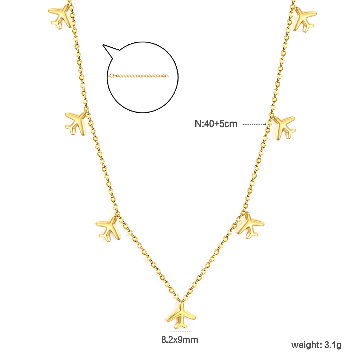 Damen Armband mit stilvollen Flugzeug-Anhängern aus antiallergischem Edelstahl Shop Nory