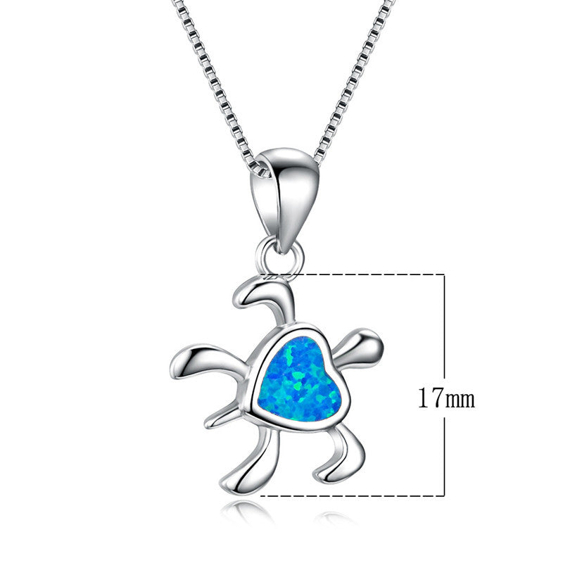 Damen Schmuckanhänger in Schildkrötenform mit herzförmigem Opal-Shop Nory