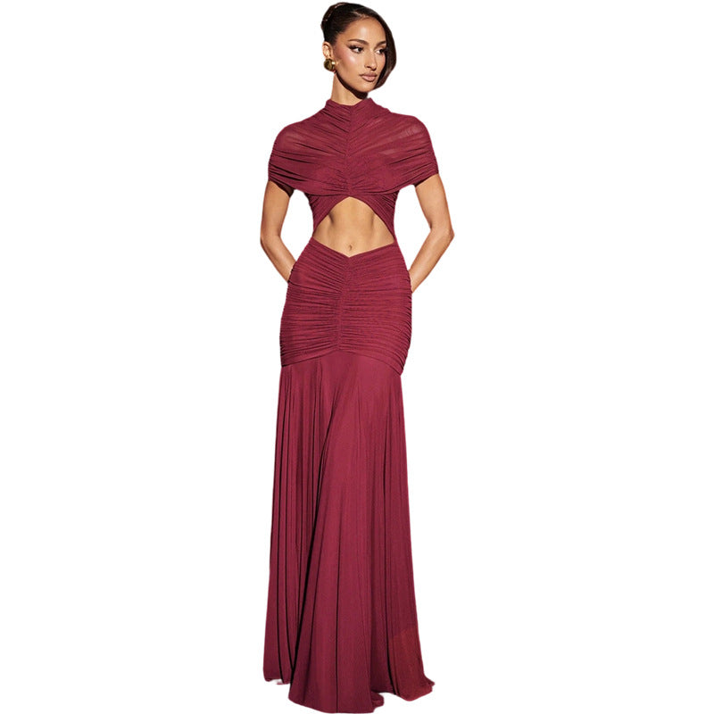 Damen Elegantes Maxi-Kleid mit Cut-Out und Raffungen