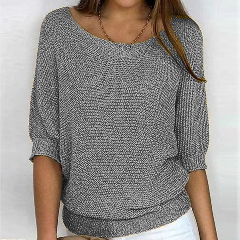Damen nan legerer kastiger Feinstrickpullover mit weitem Ausschnitt Shop Nory