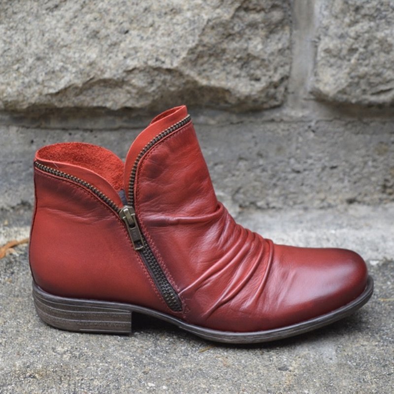 Damen Slouch‑AnklShop Noryoots aus Leder mit seitlichem Reißverschluss und niedrigem Blockabsatz Shop Nory