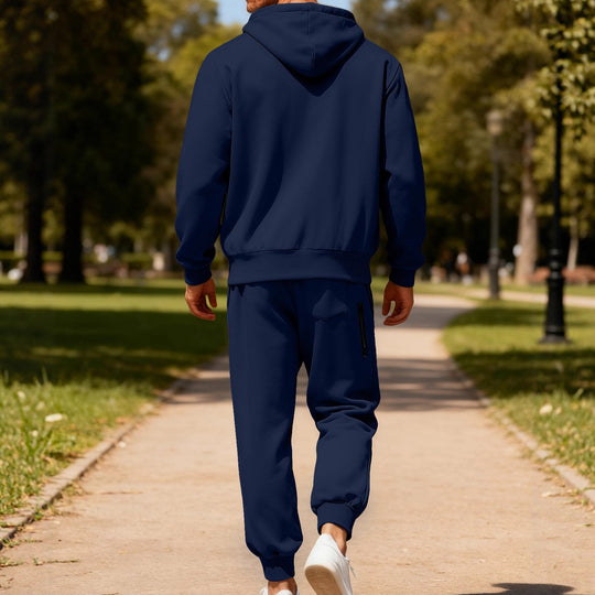 Herren nan Kapuzensweat-Set mit durchgehendem Reißverschluss, Kängurutasche und konischer Jogginghose mit Reißverschlusstaschen Shopnory