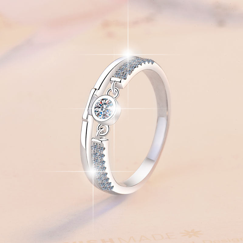 Damen zart funkelnder Zirkonia-Ring mit eleganter Detailverzierung Shop Nory