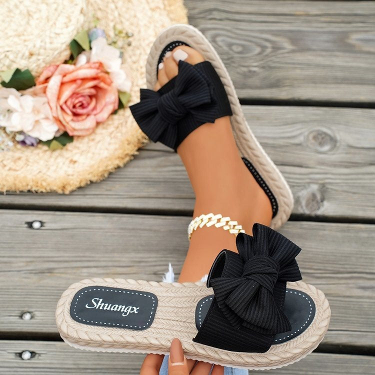 Damen modische Espadrilles mit dekorativem Schleifen-Detail