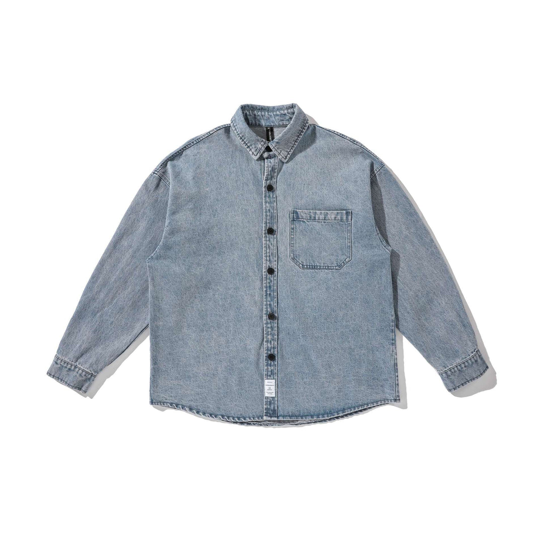 Herren Overshirt aus gewaschenem Denim mit abgerundetem Saum Shop Nory