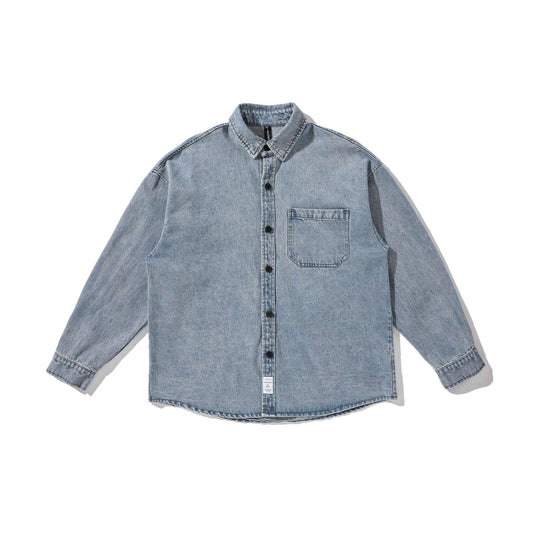 Herren Overshirt aus gewaschenem Denim mit abgerundetem Saum Shop Nory