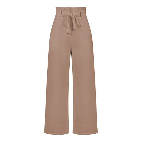Damen hochtaillierte Paperbag-Hose mit weitem Bein und Taillengürtel Shop Nory