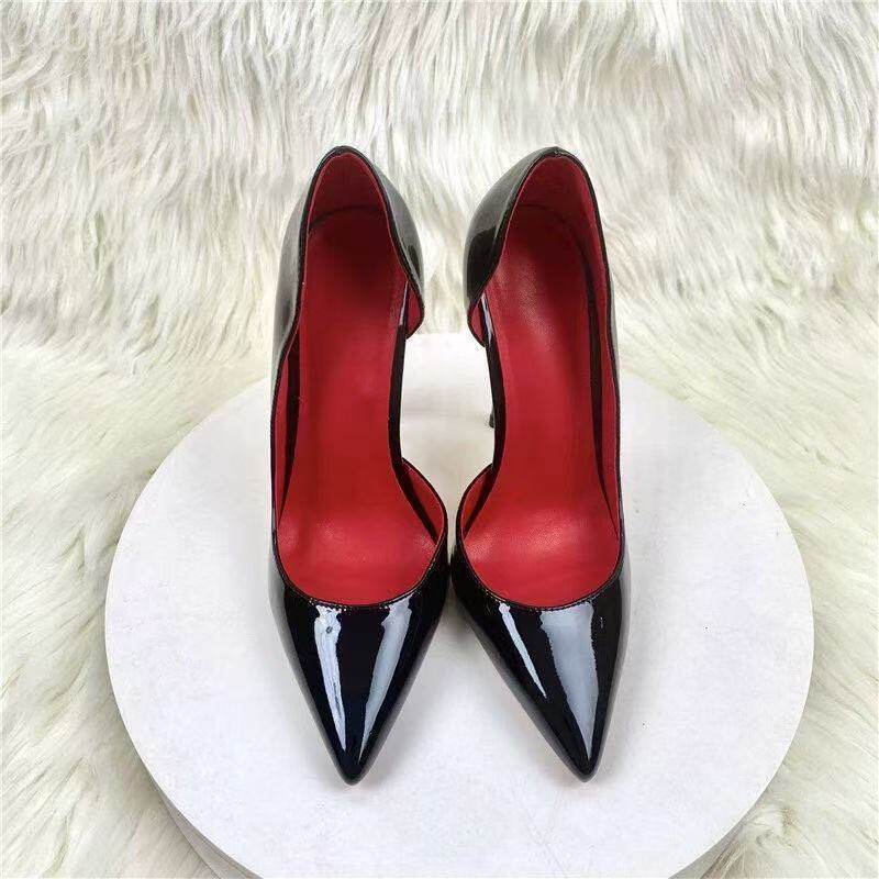 Damen spitze Stiletto Pumps mit glänzender Oberfläche