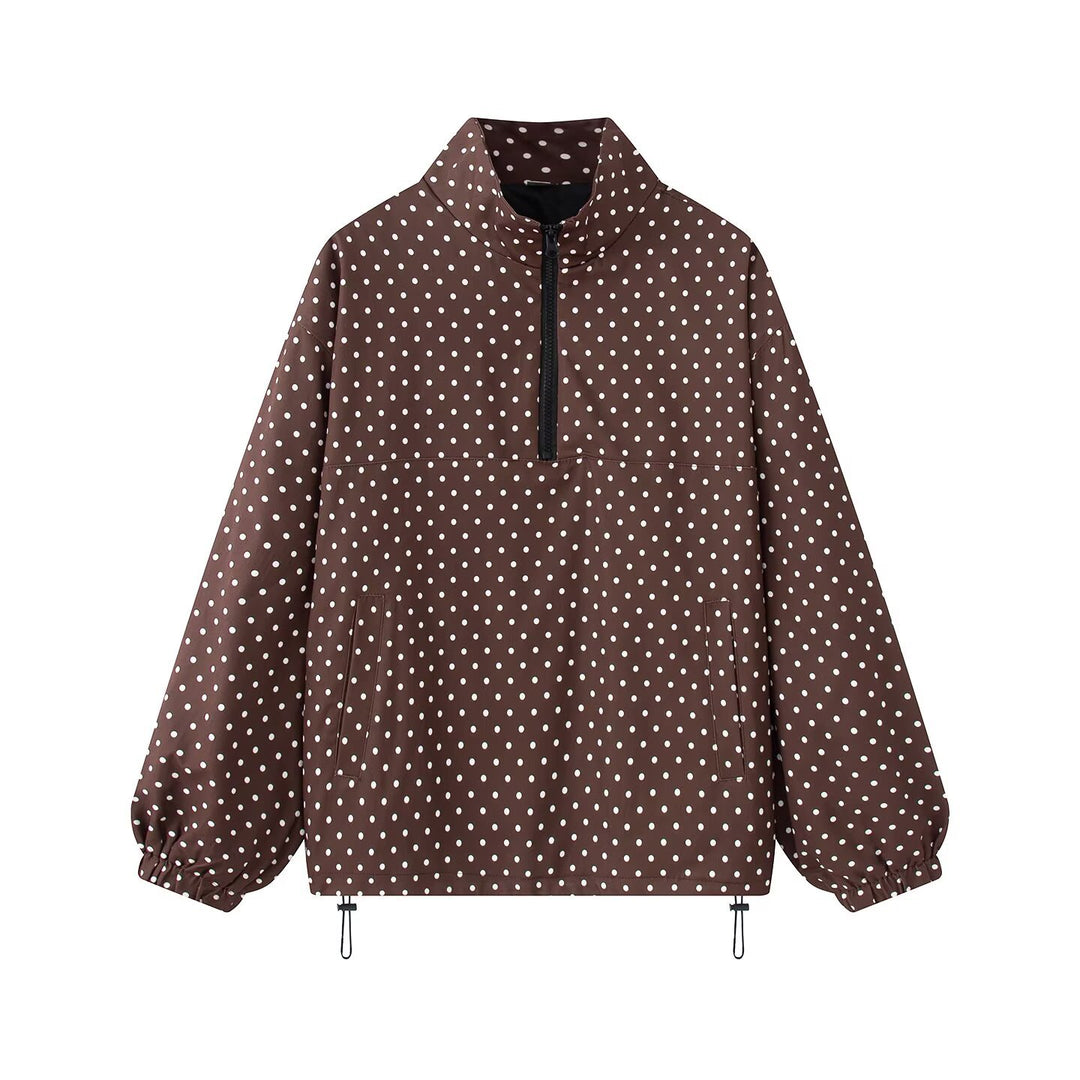 Damen leichter gepunkteter Anorak mit halbem Reißverschluss und Tunnelzug Shop Nory