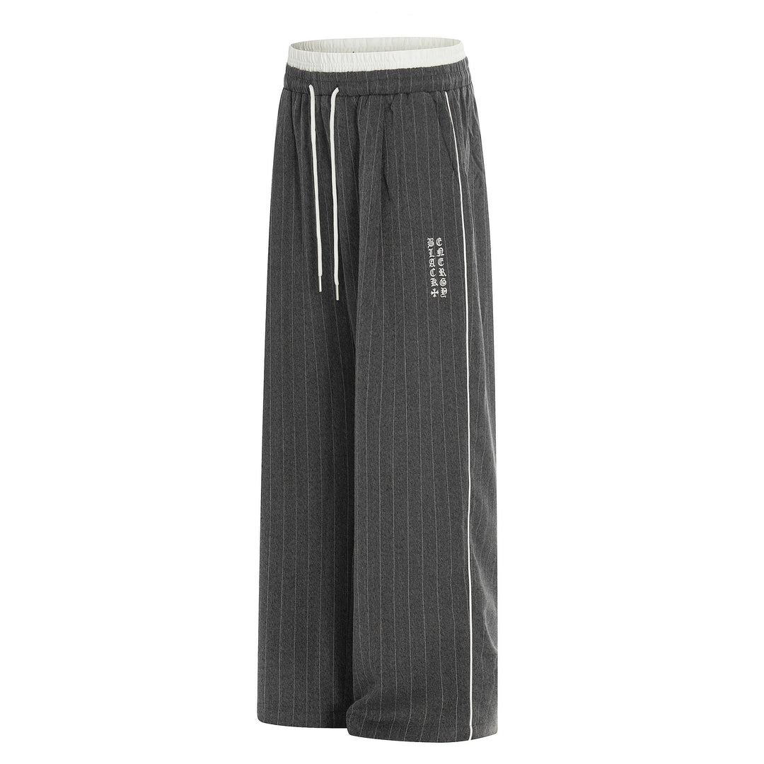 Damen Weite Pinstripe-Culotte-Hose mit elastischem Bund und Kordelzug Shop Nory