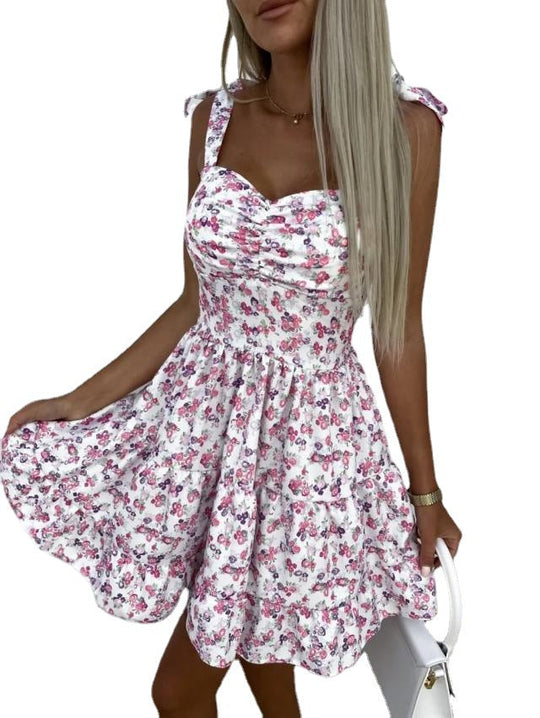Damen Sommerliches Blümchenkleid mit taillierten Rüschendetails