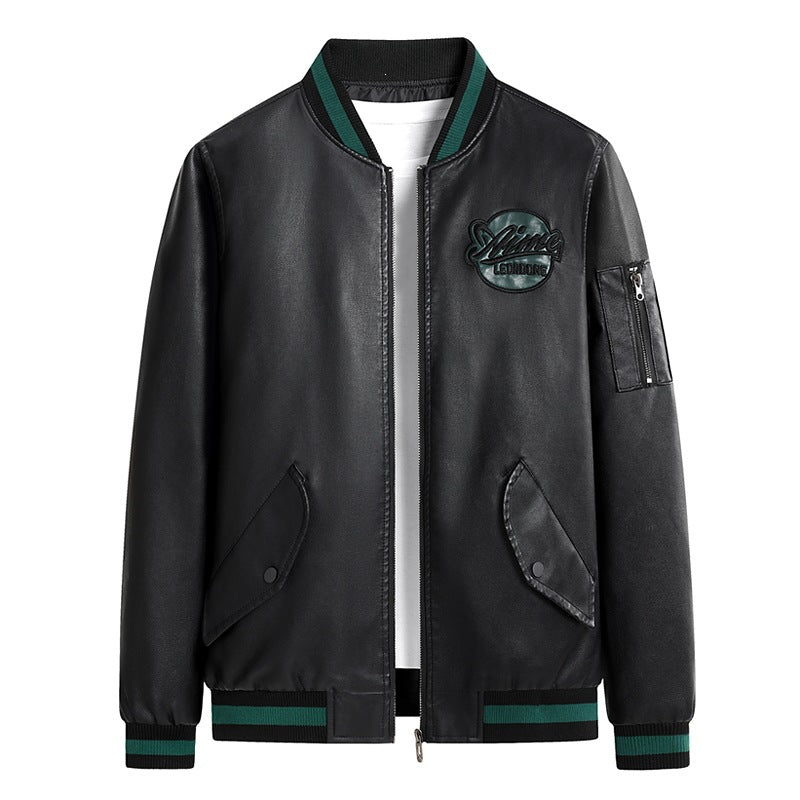 Herren Modische Kunstleder-Bomberjacke mit praktischen Taschen Shop Nory