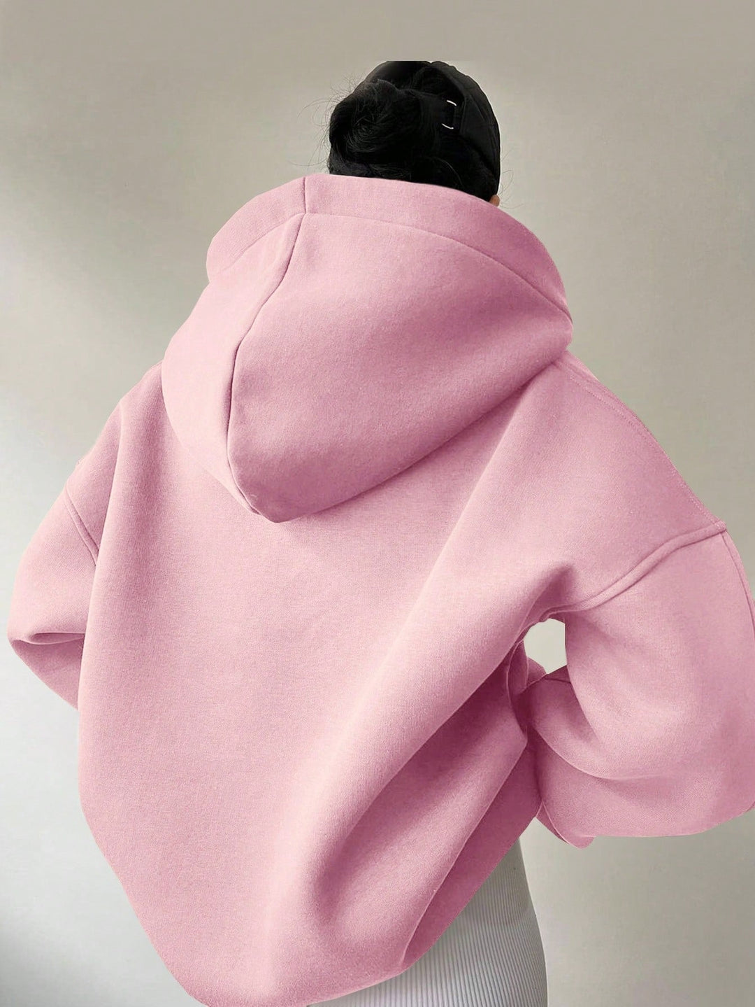 Damen Oversized Hoodie mit kurzem Kragen und praktischen Seitentaschen