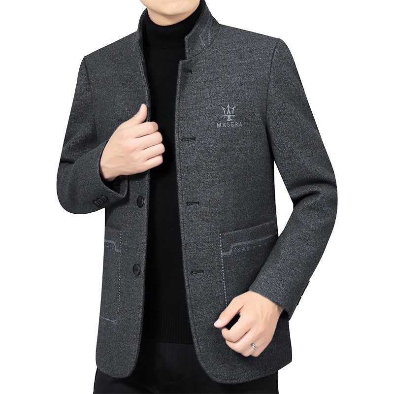 Herren Kurzmantel mit Stehkragen und aufgesetzten Taschen aus Wollmischung Shop Nory