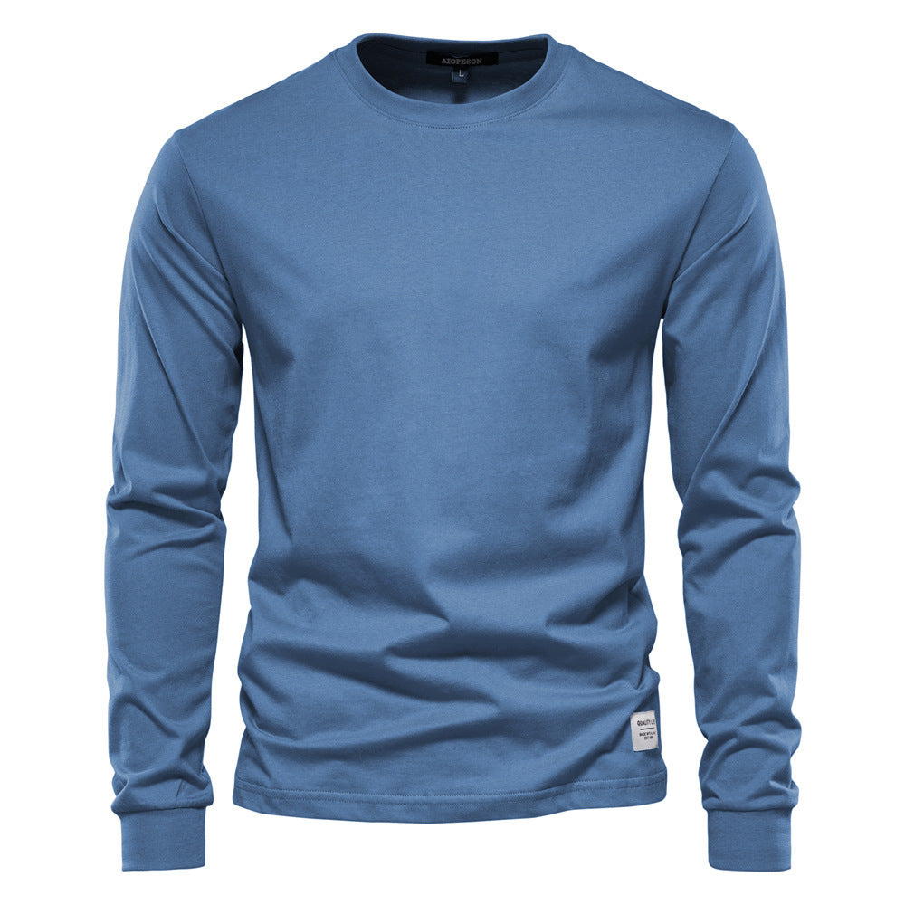 Herren nan klassisches langärmliges Baumwollshirt mit Rundhalsausschnitt und elastischen Bündchen