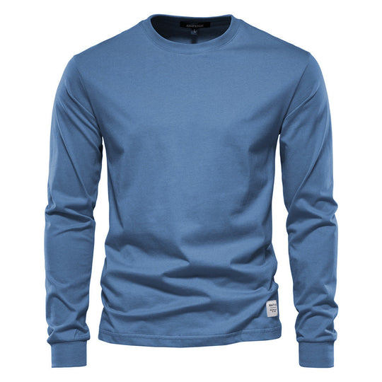 Herren nan klassisches langärmliges Baumwollshirt mit Rundhalsausschnitt und elastischen Bündchen