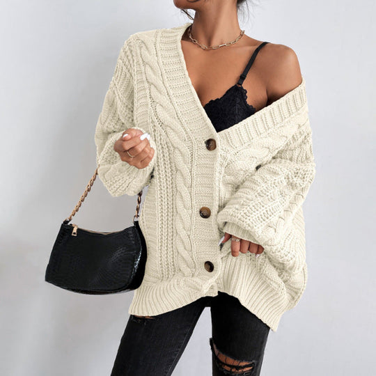 Damen Strickjacke mit oversized Passform und Zopfmuster
