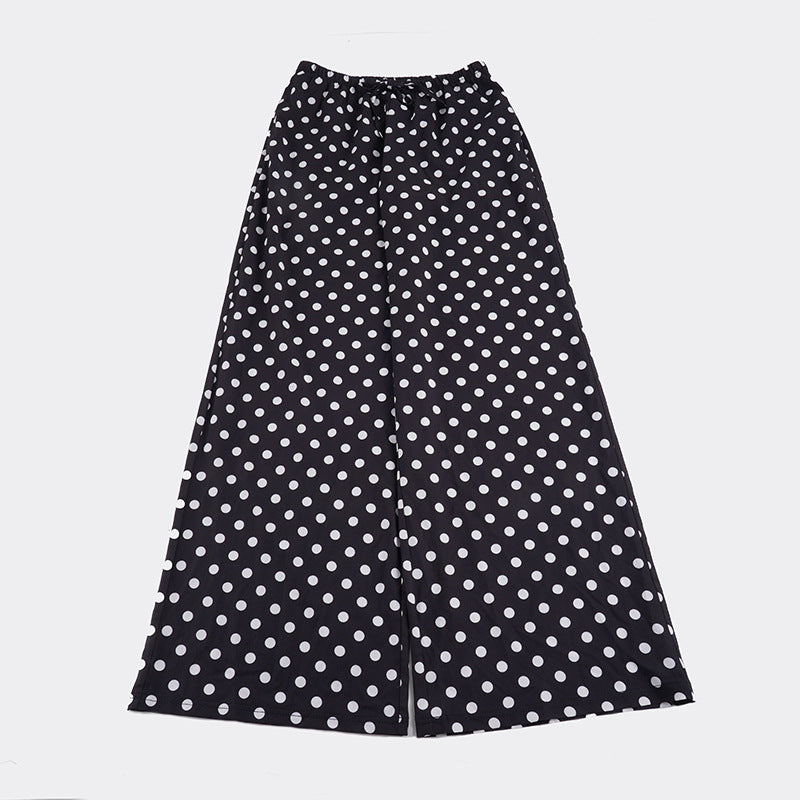 Damen nan weite Palazzo-Hose mit elastischem Bund und Punkte-Muster Shop Nory