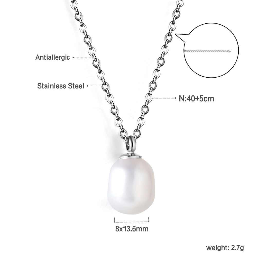 Damen Halskette mit hochwertigem Perlenanhänger aus vergoldetem Edelstahl Shop Nory