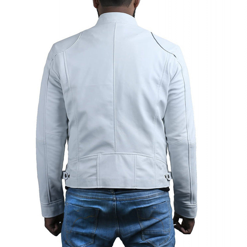 Herren Bikerjacke mit Stehkragen und Reißverschlusstaschen