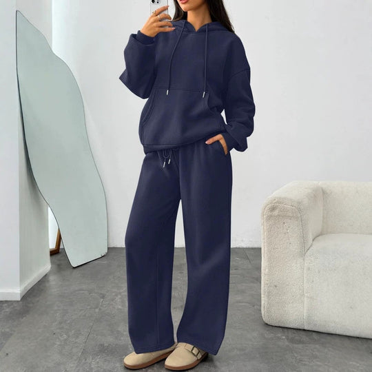 Damen Oversized Hoodie-Set mit Kängurutasche und weiter Palazzohose Shop Nory