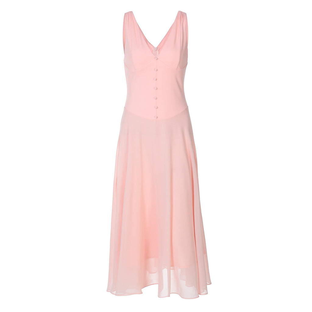 Damen Fließendes Midikleid mit dezentem Knopfdesign