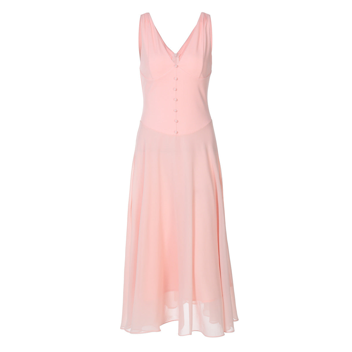 Damen Fließendes Midikleid mit dezentem Knopfdesign
