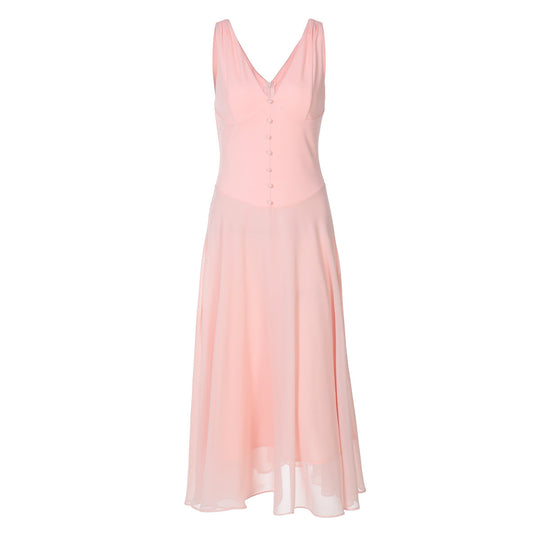 Damen Fließendes Midikleid mit dezentem Knopfdesign