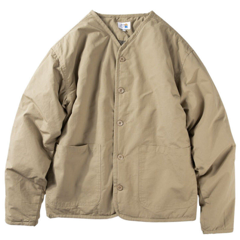 Herren Leichte gesteppte kragenlose Übergangsjacke mit Knopfleiste und aufgesetzten Taschen Shop Nory
