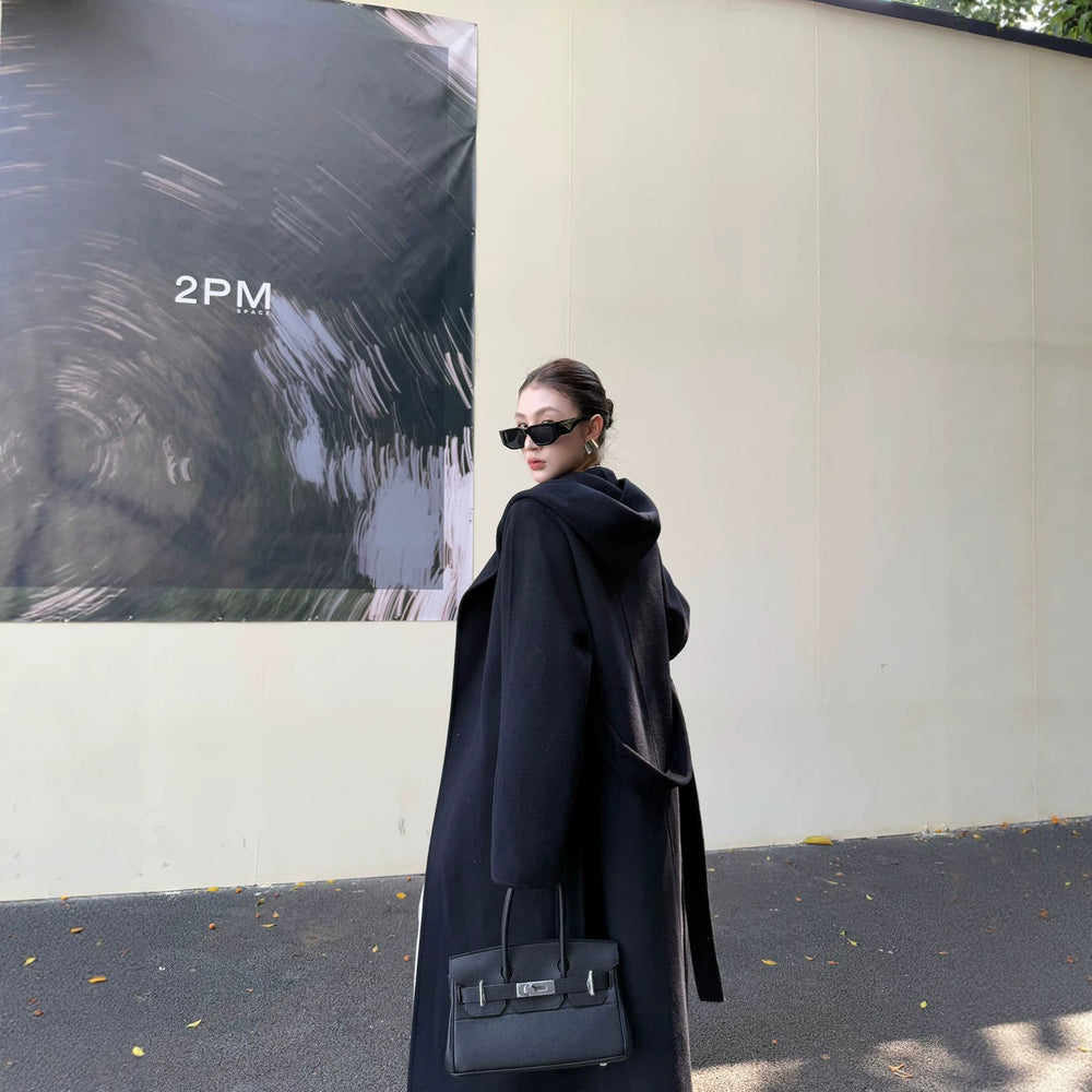 Damen Oversize Wollmantel mit Schalkragen und verdeckter Knopfleiste Shop Nory