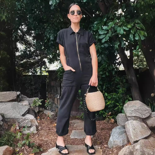 Damen legerer Jumpsuit mit praktischen Taschen und Reißverschluss