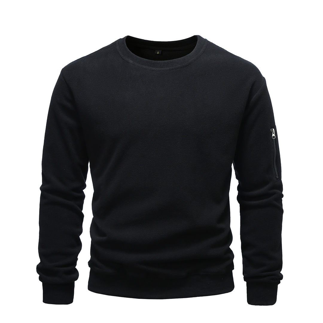 Herren nan Fleece-Sweatshirt mit Rundhalsausschnitt und Ärmeltasche mit Reißverschluss Shop Nory