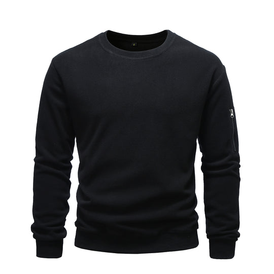 Herren nan Fleece-Sweatshirt mit Rundhalsausschnitt und Ärmeltasche mit Reißverschluss Shop Nory