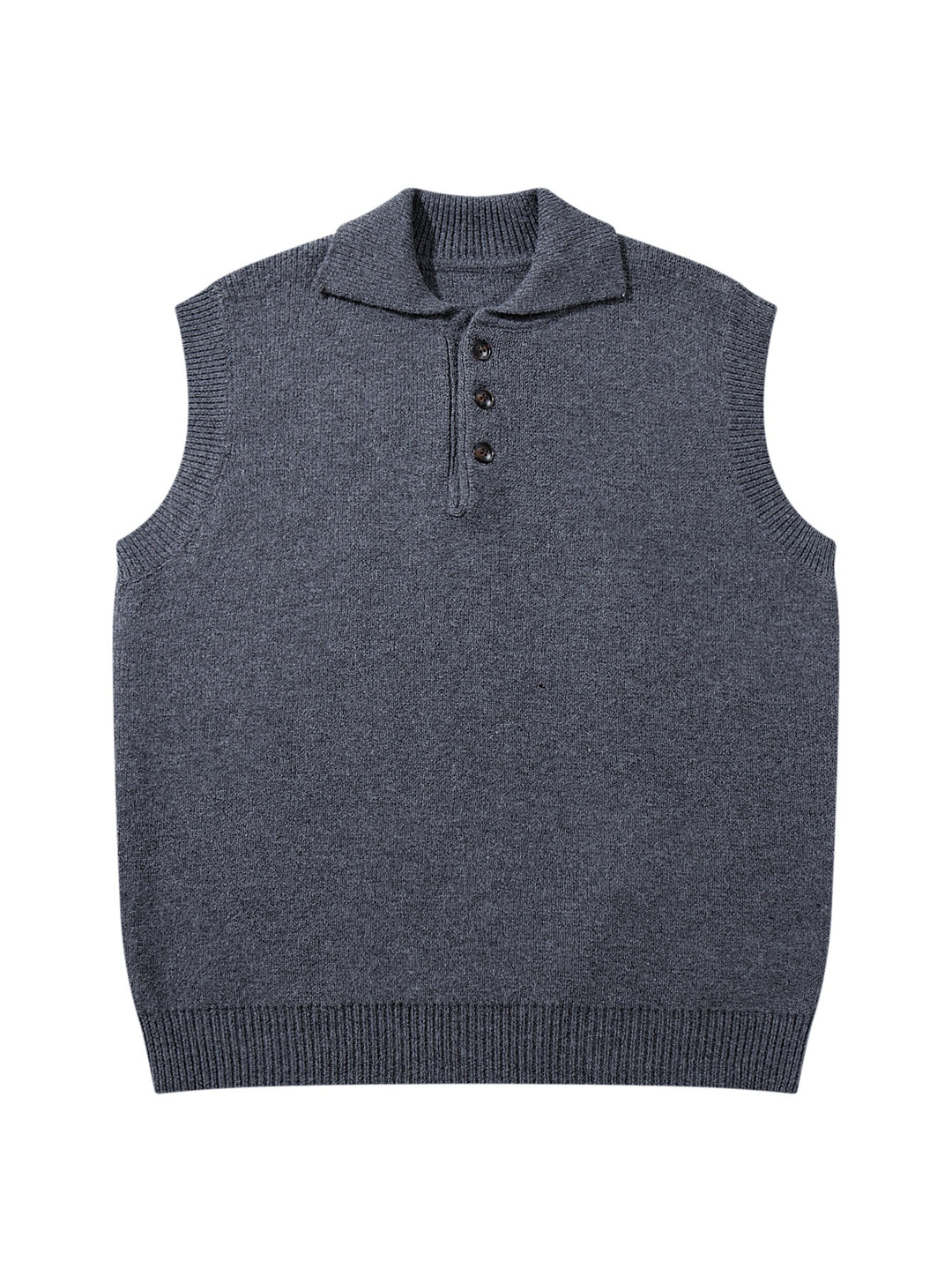 Unisex Ärmellose Strickweste mit Polokragen und Knopfleiste Shop Nory