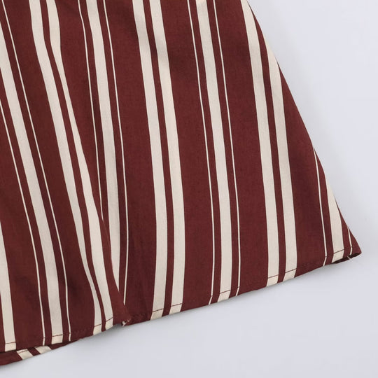 Damen Gestreiftes Hemdblusenkleid mit Kontrastkragen, Dreiviertelärmeln und Taillengürtel Shop Nory