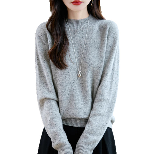 Damen Mélange-Feinstrickpullover mit kurzem Stehkragen und lockerer Silhouette Shop Nory