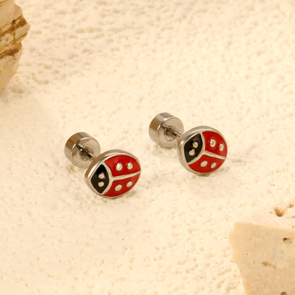 Damen Ohrstecker mit Marienkäfer-Motiv und hochwertiger Edelstahl-Beschichtung Shop Nory