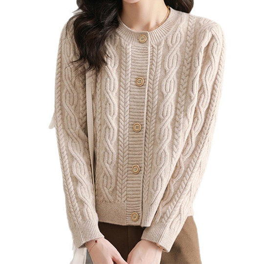 Damen Knopf-Strickjacke mit Zopfmuster Shop Nory