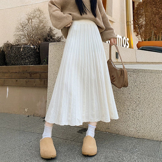 Damen Plissierter Maxirock mit feinem Wellenmuster Shop Nory