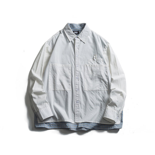 Herren Lagenlook-Overshirt mit aufgesetzten Fronttaschen, lockerer Passform und kariertem Untertritt Shop Nory