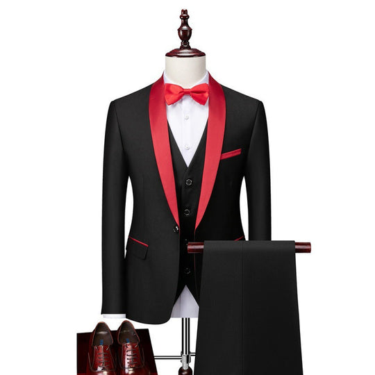 Herren nan dreiteiliges Smoking-Set mit Schalkragen, taillierter Weste und schlanker Passform