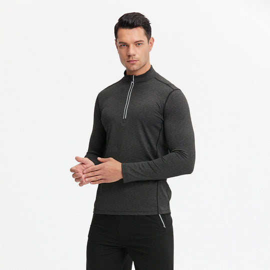 Herren Langarm-Trainingsshirt mit Halb-Reißverschluss und atmungsaktivem Funktionsmaterial Shop Nory