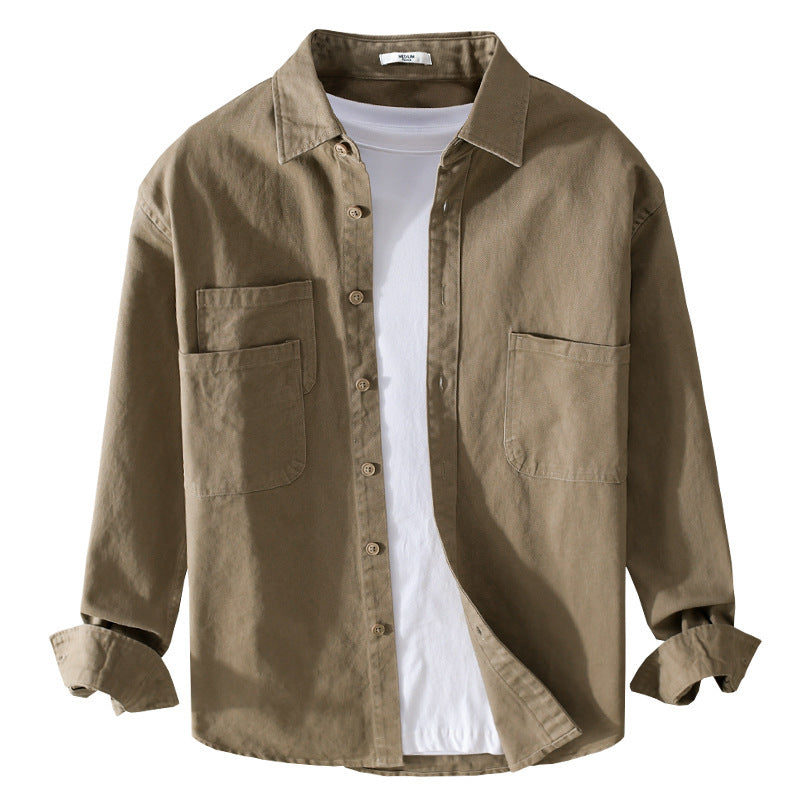 Herren Utility-Overshirt aus Baumwoll-Twill mit doppelten Brusttaschen und legerem Schnitt Shop Nory