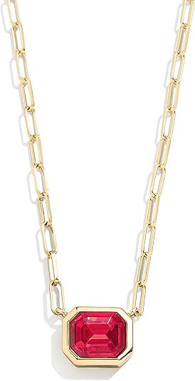 Damen Halskette mit facettiertem Rubinanhänger und eleganter Gliederkette Shop Nory